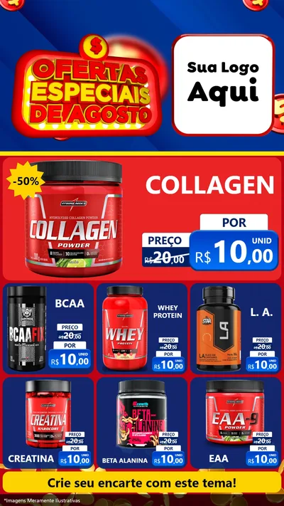 Modelo de Rede Social para Stories com o tema Ofertas Especiais de Agosto para Suplementos alimentares
