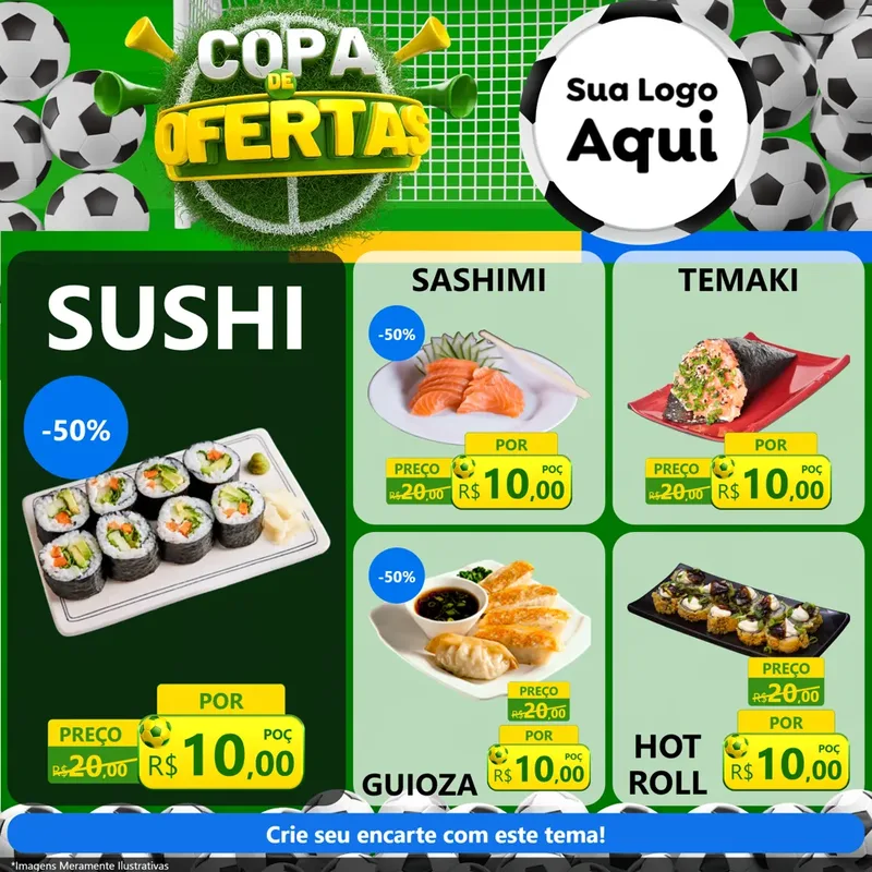 Modelo de Rede Social para Feed Facebook com o tema Copa De Ofertas para Comida japonesa