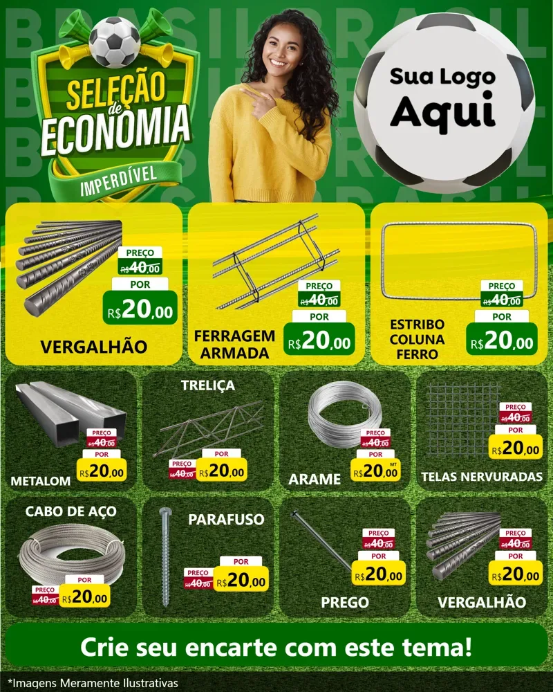 Modelo de Rede Social para Feed Instagram com o tema Seleção de Economia - Copa para Ferragens