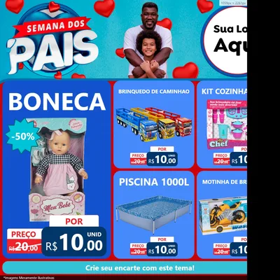Modelo de Rede Social para Feed Facebook com o tema Semana Dos Pais para Brinquedos