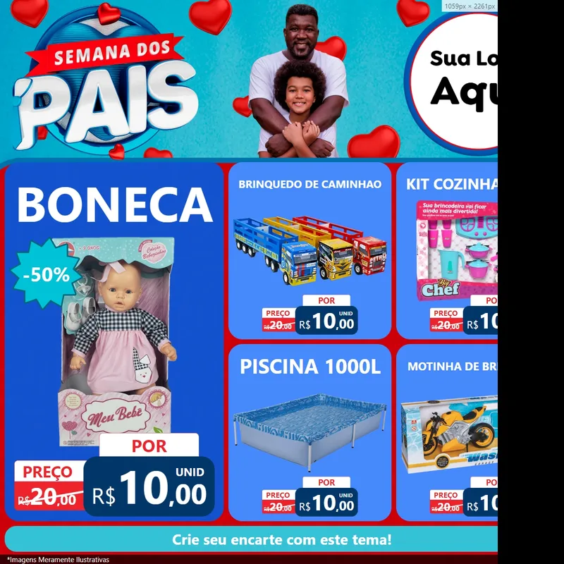 Modelo de Rede Social para Feed Facebook com o tema Semana Dos Pais para Brinquedos