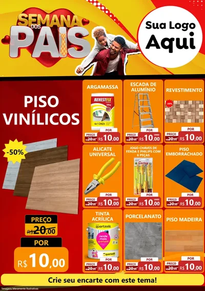 Modelo de Encarte para Encarte A4 Vertical com o tema Semana Dos Pais para Material para Construção