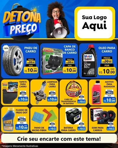 Modelo de Rede Social para Feed Instagram com o tema Detona Preços para Auto peças