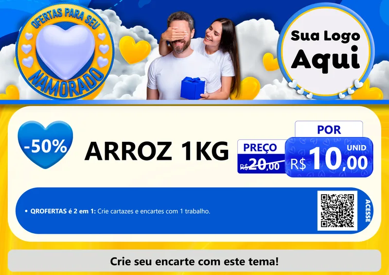 Modelo de Cartaz para Cartaz A4 Horizontal com o tema Ofertas Para Seu Namorado para Supermercado