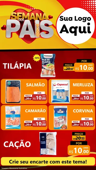 Modelo de TV para TV Vertical com o tema Semana Dos Pais para Peixaria