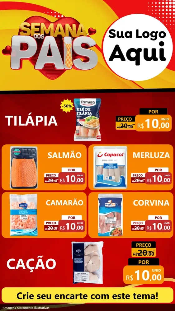 Modelo de TV para TV Vertical com o tema Semana Dos Pais para Peixaria