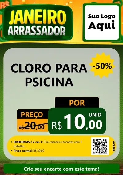 Modelo de Cartaz para Cartaz A4 Vertical com o tema Janeiro Arrasador para Produtos para Piscina