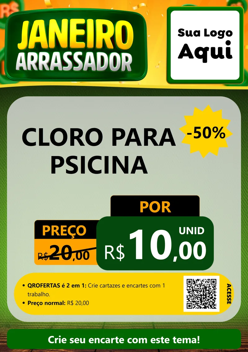 Modelo de Cartaz para Cartaz A4 Vertical com o tema Janeiro Arrasador para Produtos para Piscina