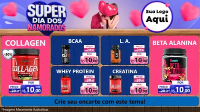 Modelo de TV para TV Horizontal com o tema Super Dia dos Namorados para Suplementos alimentares