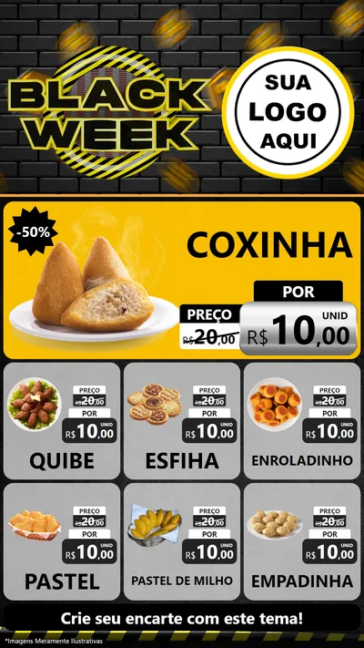 Modelo de Rede Social para Stories com o tema Black Week para Salgadaria