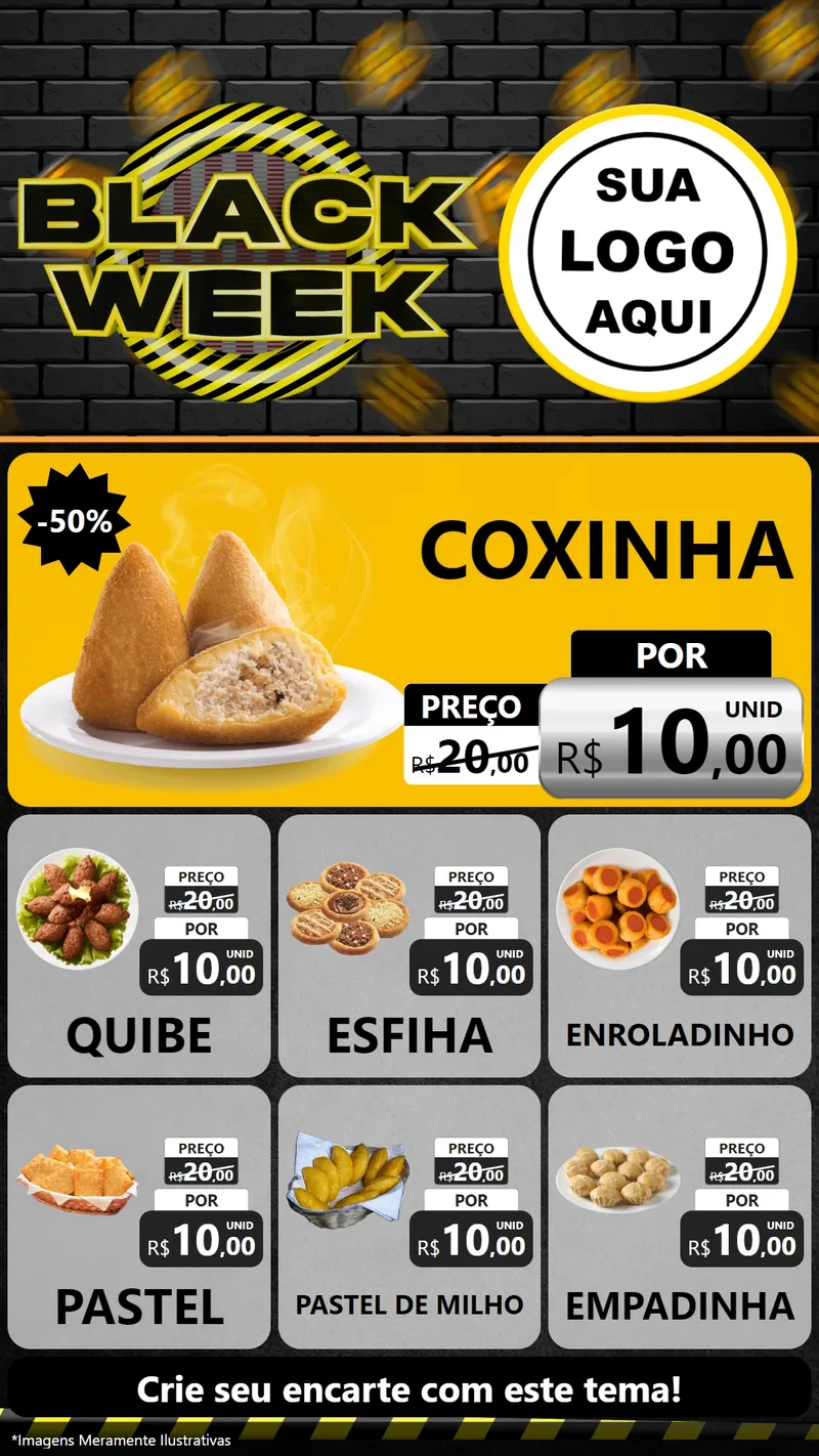 Modelo de Rede Social para Stories com o tema Black Week para Salgadaria