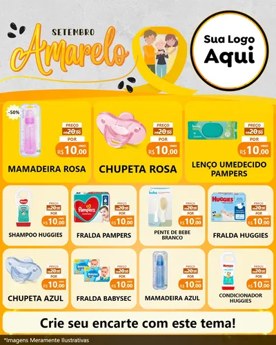 Modelo de Rede Social para Feed Instagram com o tema Setembro Amarelo para Bebês