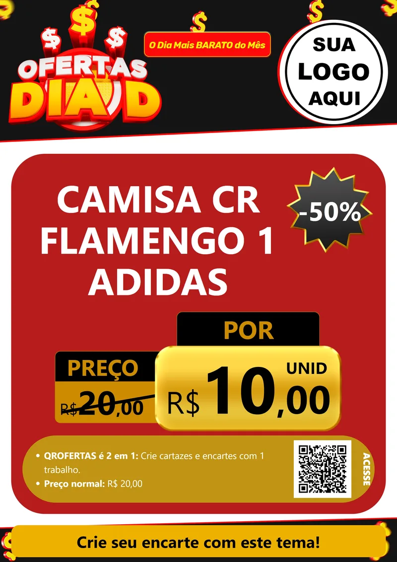 Modelo de Cartaz para Cartaz A4 Vertical com o tema Ofertas Dia D para Roupas e acessórios