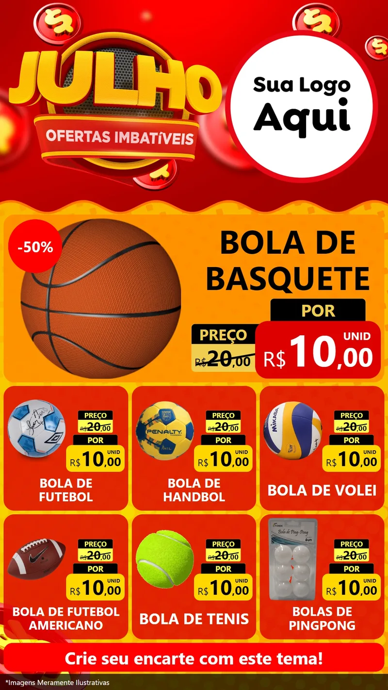 Modelo de Rede Social para Stories com o tema Julho Ofertas Imbatíveis para Artigos Esportivos