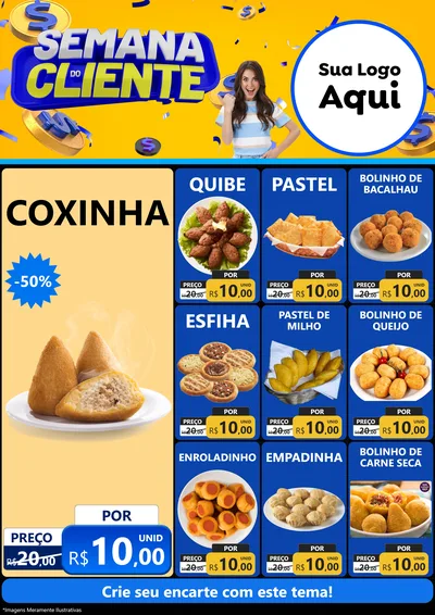 Modelo de Encarte para Encarte A4 Vertical com o tema Semana do Cliente para Salgadaria