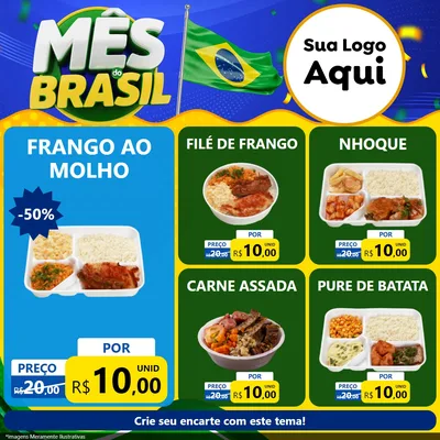 Modelo de Rede Social para Feed Facebook com o tema Mês do Brasil para Restaurante