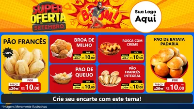 Modelo de TV para TV Horizontal com o tema Super Oferta Setembro para Padaria