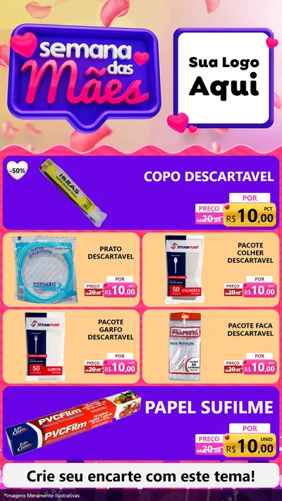 Modelo de TV para TV Vertical com o tema Semana das Mães para Embalagens