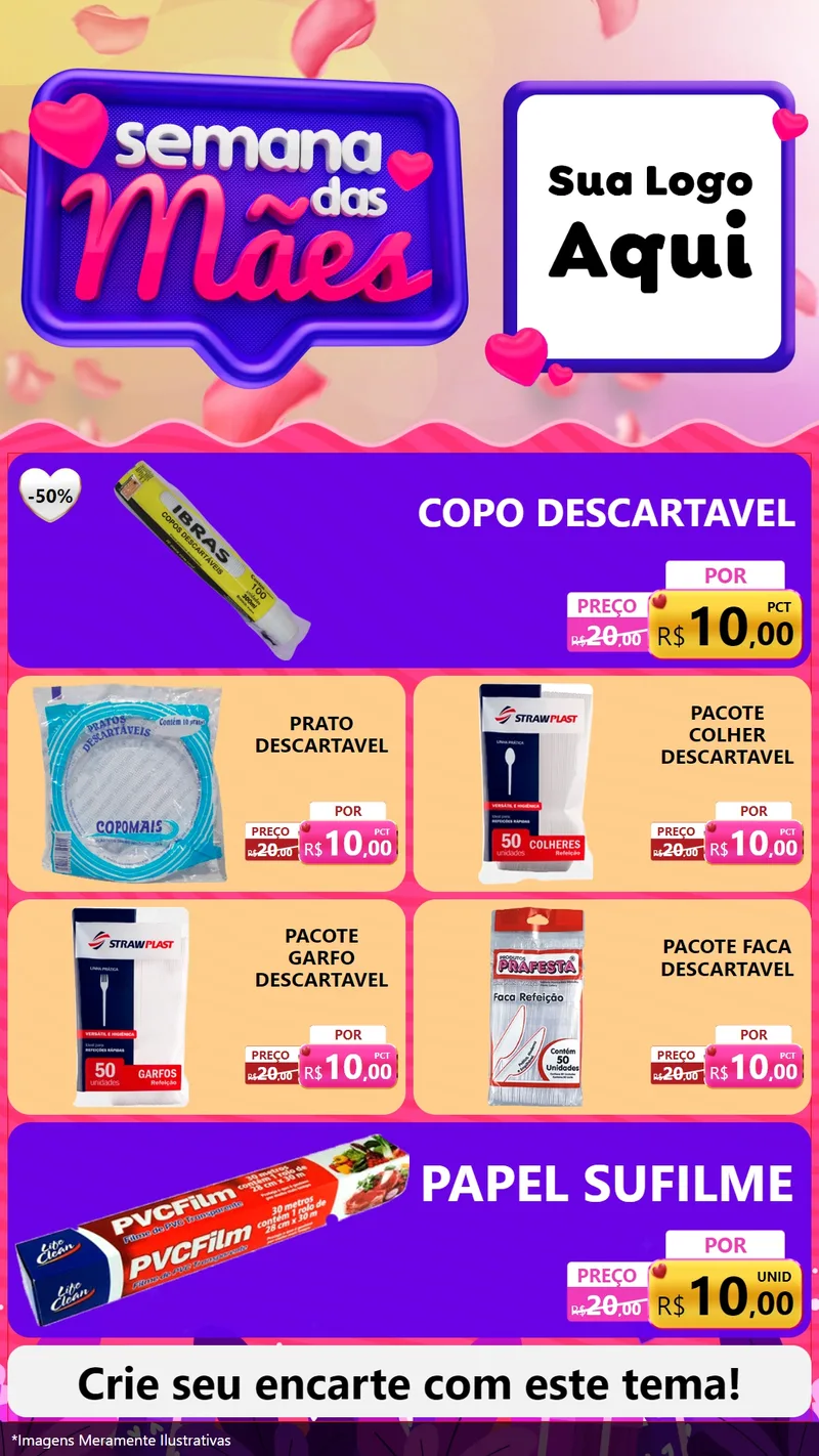 Modelo de TV para TV Vertical com o tema Semana das Mães para Embalagens