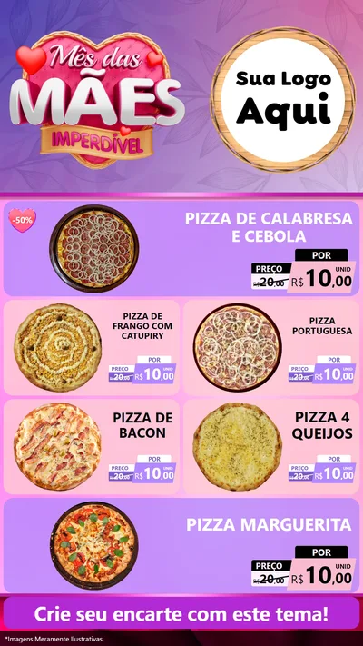 Modelo de TV para TV Vertical com o tema Mês das Mães Imperdível para Pizzaria