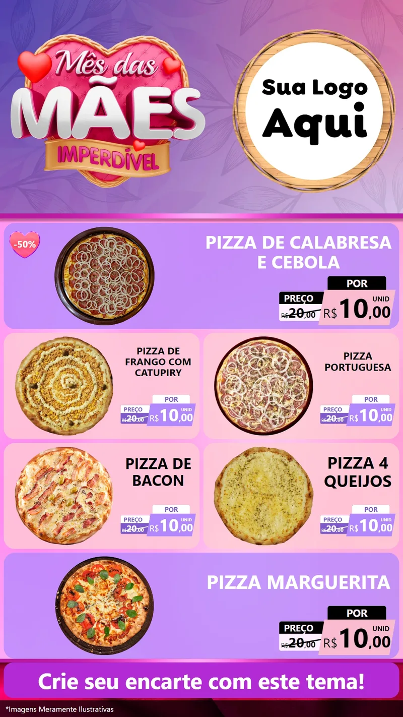 Modelo de TV para TV Vertical com o tema Mês das Mães Imperdível para Pizzaria