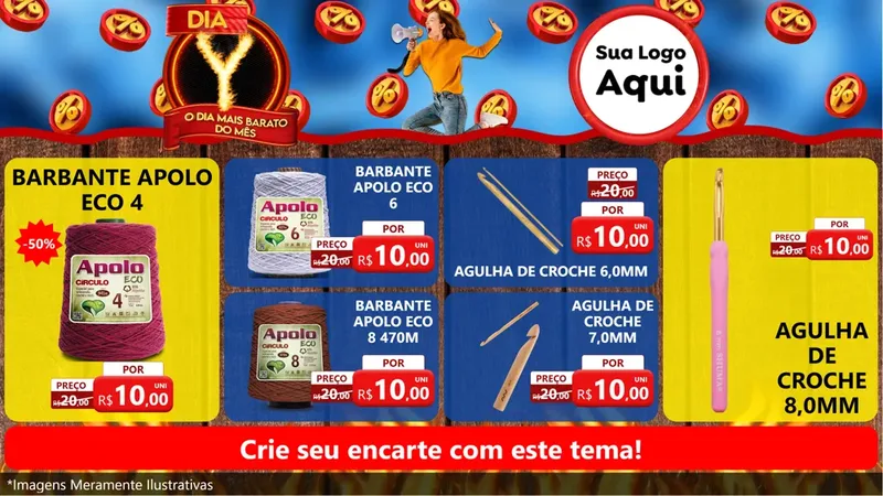 Modelo de TV para TV Horizontal com o tema Dia Y - O Dia Mais Barato Do Mês para Armarinho e Aviamentos