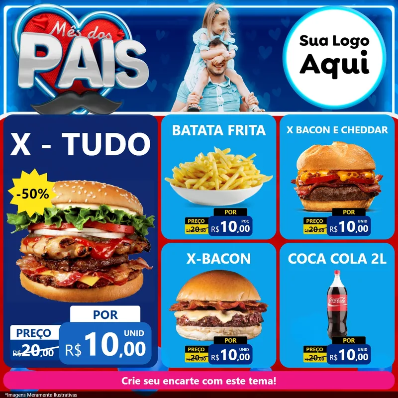 Modelo de Rede Social para Feed Facebook com o tema Mês Dos Pais para Hamburgueria