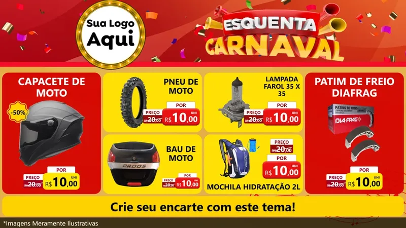 Modelo de TV para TV Horizontal com o tema Esquenta Carnaval para Moto peças