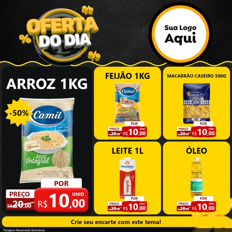 Modelo de Rede Social para Feed Facebook com o tema Oferta Do Dia para Supermercado