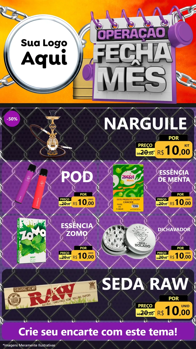 Modelo de TV para TV Vertical com o tema Operação Fecha Mês para Tabacaria