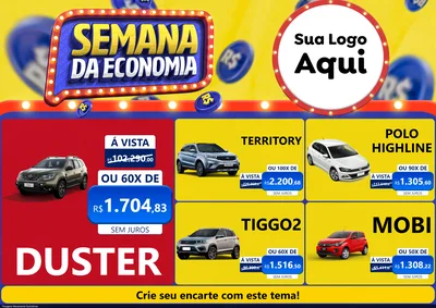 Modelo de Encarte para Encarte A4 Horizontal com o tema Semana da Economia para Concessionaria de Carros