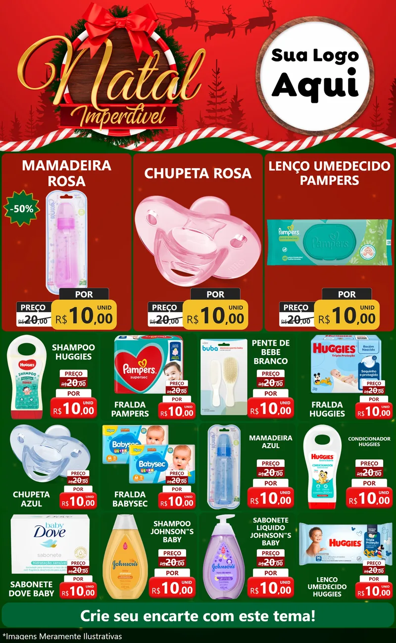 Modelo de Encarte para Encarte Grande com o tema Natal Imperdível para Bebês