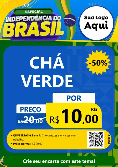 Modelo de Cartaz para Cartaz A4 Vertical com o tema Especial Independência do Brasil para Produtos Naturais