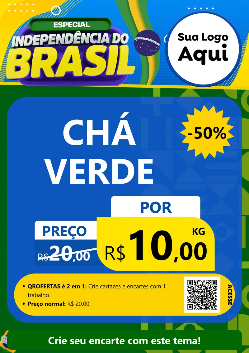 Modelo de Cartaz para Cartaz A4 Vertical com o tema Especial Independência do Brasil para Produtos Naturais