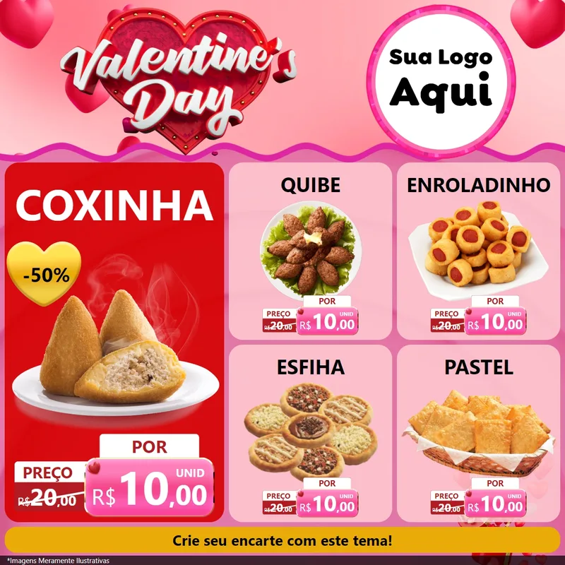 Modelo de Rede Social para Feed Facebook com o tema Valentine's Day para Salgadaria