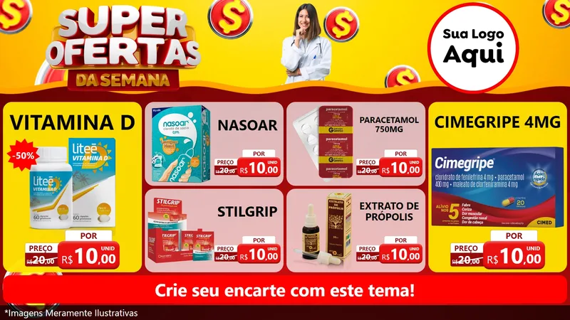 Modelo de TV para TV Horizontal com o tema Super Ofertas da Semana - Farmácia para Farmácia