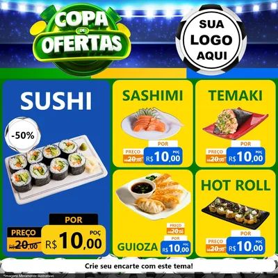 Modelo de Rede Social para Feed Facebook com o tema Copa de Ofertas para Comida japonesa