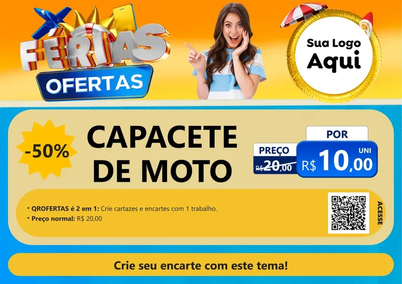 Modelo de Cartaz para Cartaz A4 Horizontal com o tema Ofertas - Férias para Moto peças