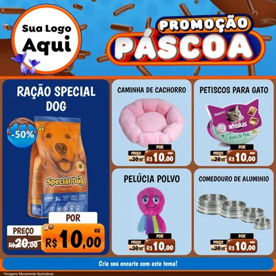 Modelo de Rede Social para Feed Facebook com o tema Promoção Páscoa para Pet Shop