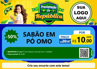 Modelo de Cartaz para Cartaz A4 Horizontal com o tema Proclamação da República para Produtos de Limpeza