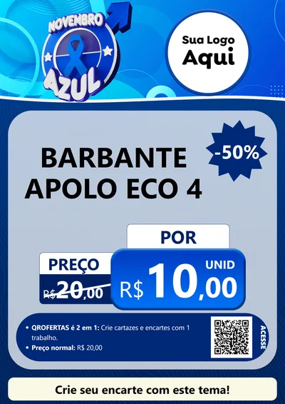 Modelo de Cartaz para Cartaz A4 Vertical com o tema Novembro Azul para Armarinho e Aviamentos