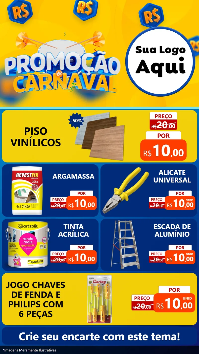 Modelo de TV para TV Vertical com o tema Promoção de Carnaval para Material para Construção