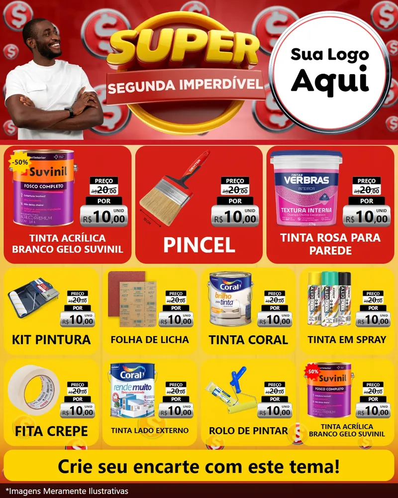Modelo de Rede Social para Feed Instagram com o tema Super Segunda Imperdível para Tintas e Ferramentas