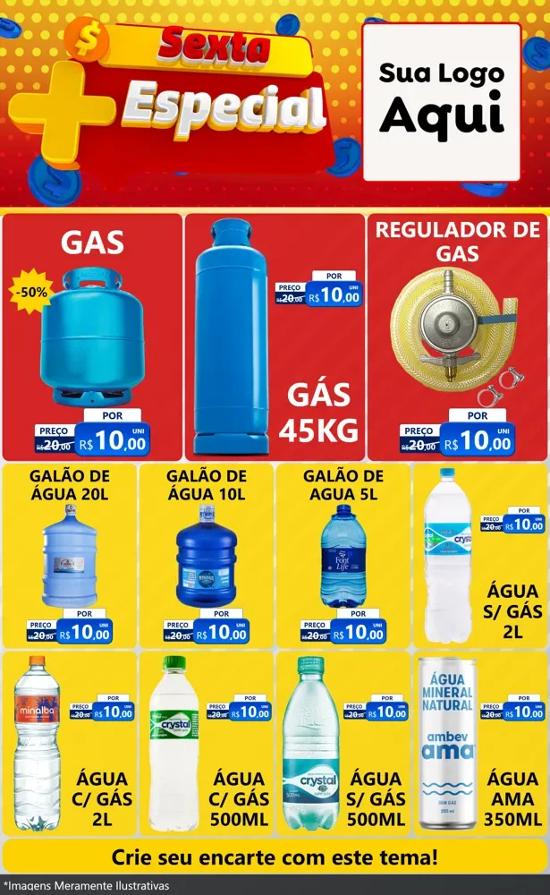 Modelo de Encarte para Encarte Grande com o tema Sexta Mais Especial para Água e gás