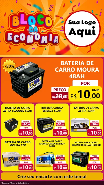 Modelo de Rede Social para Stories com o tema Bloco da Economia para Baterias Elétricas