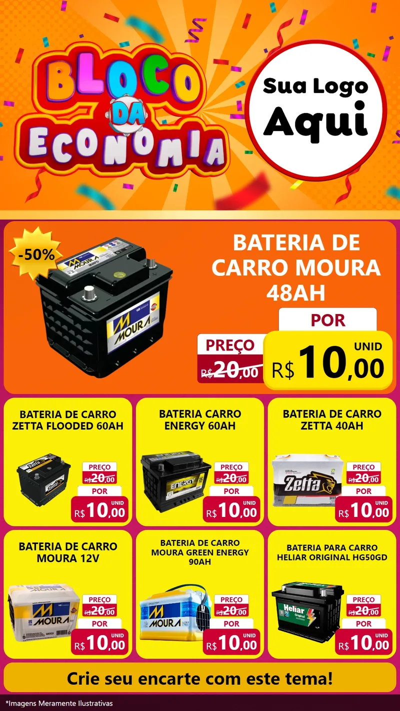 Modelo de Rede Social para Stories com o tema Bloco da Economia para Baterias Elétricas