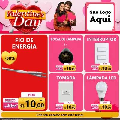 Modelo de Rede Social para Feed Facebook com o tema Valentine's Day para Materiais Elétricos