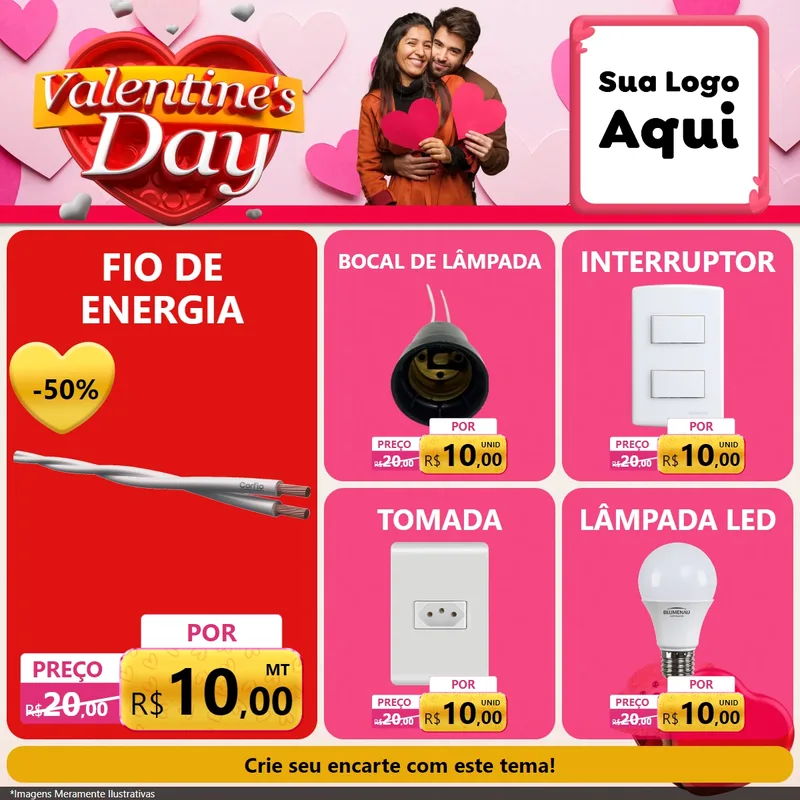 Modelo de Rede Social para Feed Facebook com o tema Valentine's Day para Materiais Elétricos