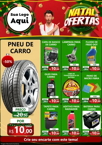 Modelo de Encarte para Encarte A4 Vertical com o tema Natal de Ofertas para Auto peças