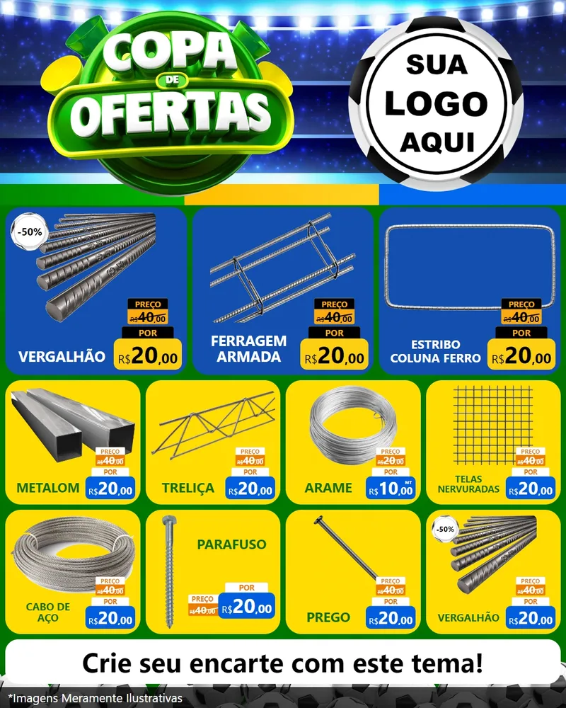 Modelo de Rede Social para Feed Instagram com o tema Copa de Ofertas para Ferragens